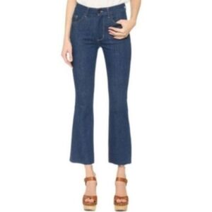 A21 SIWY High rise Dark Wash Wide Leg Flare Crop Jean 26